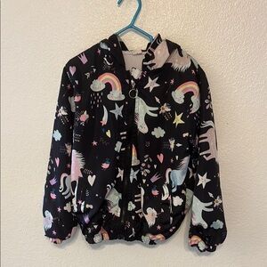 Kids Unicorn‎ Print Black Jacket